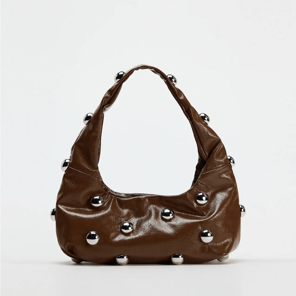 Zara brown bag with silver detail